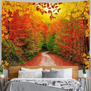 AMM Autumn Forest Tapestry Nature Fall Tree Thanksgiving Tapestry for Bedroom Aesthetic Autumn Path Yellow Red Fallen Leaves Landscape Tapestries Wall Hanging for Living Room Dorm 80 x 60 Inch by CozyNest Decor