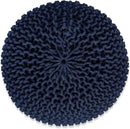 BIRDROCK HOME Round Pouf Ottoman | Cotton Braided Foot Stool with Bean Bag Filling | Boho Foot Rest for Living Room & Bedroom | Compact & Comfortable Seating, Lightweight & Soft | Navy by CozyNest Decor