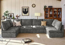 Oversized Modular Sofa Comfy Cloud Couch with Storage, Extra Deep Plush Sectional Sofa Set for Living Room, Covers Washable, Chenille, Olar (Grey, 6-Seater with 2 Corners, u-Shaped) by CozyNest Decor