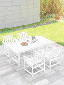 HDPE Patio Dining Set, 5-Piece Outdoor Table and Chairs with Umbrella Hole, Modern Outdoor Dining Set for 4, HDPE Outdoor Patio Furniture Dining Sets for Deck, Poolside, Porch, Pearl by CozyNest Decor