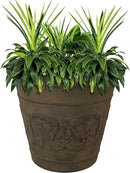 Sunnydaze 19.5-Inch Arabella Large Plant Pot - Polyresin Round Outdoor Planter with Drillable Drainage Holes - Sable by CozyNest Decor