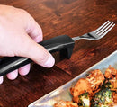 Adaptive Eating Utensils by Celley for Elderly, Handicapped | 4pc Easy Grip Silverware Stainless Steel Knife, Fork, 2 Spoons – (Black) by CozyNest Decor