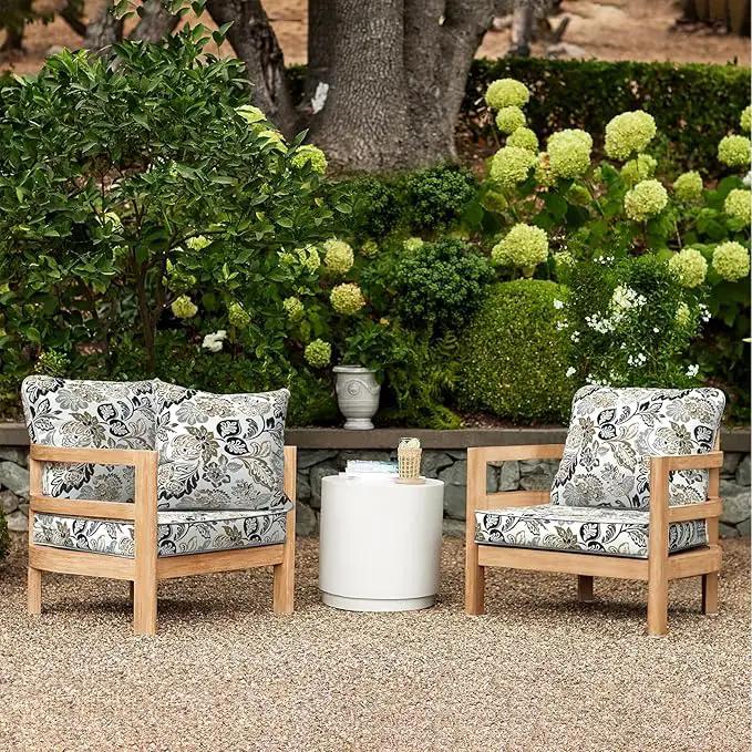 LVTXIII Outdoor Seat and Back Cushion Patio Deep Seat Cushion Set Seasonal Chair Cushion for Wicker Chairs and Garden Furniture Decoration, 22"x22"x4", Dailey Tan, photo 4 of 6