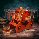 Barrel Decanter With 6 Whiskey Glasses By 1000 Ml Mahogany Wood Old Fashioned Classi by The Wine Savant