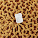 REDEARTH · Round Pouf Ottoman - Hand Knitted Cable Boho Poof Home Décor Pouffe Circular Footrest for Living Room - Bedroom - Lounge - Nursery - 100% Cotton Poufs (19.5"x19.5"x14") - Mustard by CozyNest Decor