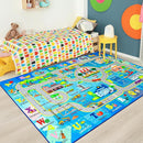 Chicrug 5x8 Car Road Area Rug for Kids Playroom Bedroom, Non Slip Low Pile Washable ABC Alphabet Carpet for Classroom, City Track Play Mat for Toddler Children Nursery Baby Room Decor, Blue by TinyTreasures Baby Boutique