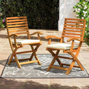 IDZO, Percy Chairs Heavy Duty 400lbs Capacity Set of 2 w/Cushion, FSC Acacia Outdoor Furniture, Teak Finish, Fully Assembled, Wood Folding_Beige by CozyNest Decor