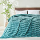 NEWCOSPLAY Super Soft King Blanket Light Teal Premium Silky Flannel Fleece 3D Clouds Stylish Jacquard Lightweight Bed Blanket All Season Use 350GSM (Light Teal, King(90"x110")) by CozyNest Decor