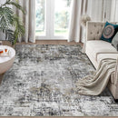 5x7 Area Rugs for Living Room Rug Washable: Modern Rug for Dining Room Bedroom Carpet Non Slip Low Pile 5 by 7 Indoor Abstract Nursery Home Office Black Gold by TinyTreasures Baby Boutique