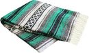 Del Mex Classic Mexican Blanket, Large Authentic Woven Falsa Throw (70"x50"), Artisan Southwest Décor for Beach, Yoga, Outdoors (Teal) by CozyNest Decor