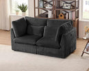 Oversized Modular Sofa, Extra Deep Cloud Corduroy Sectional Couch with Ottoman Chaise, Fluffy Corduroy 2 Seater Sofa Bed for Living Room, Villa (Loveseat Sofa, Corduroy Black) by CozyNest Decor