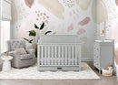 Delta Children Simmons Kids Caden 6-in-1 Convertible Crib with Trundle Drawer, Greenguard Gold Certified, Rustic Mist by TinyTreasures Baby Boutique
