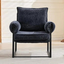 YISHENG Accent Chair with 6-Angle Adjustable Backrest, Chenille Fabric Living Room Chair Upholstered Lounge Chair, Modern Chair Cozy Reclining Chair for Reading Room, 1PC Dark Blue by CozyNest Decor