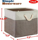 SIMPLE HOUSEWARE Fabric Storage Cubes, 13" x 13" Storage Bin, 3 Pack, Brown by CozyNest Decor