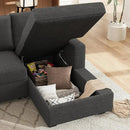 HONBAY Sectional Couch with Pull Out Bed, U-Shaped Sectional Sleeper Sofa with Storage, 6 Seater Sectional Sofa Bed, Mid-Grey by CozyNest Decor