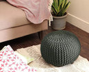REDEARTH Round Hand Knitted Pouf - Foot Stool Bean Bag Ottoman - Cord Boho Pouffe - Poof Accent Beanbag Footrest for Living Room - Bedroom - Patio - Lounge (19.5"x19.5"x14") - Olive by CozyNest Decor