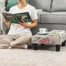 Joveco Small Foot Rest Stool Ottoman, 15" Fabric Square Footstool Upholstered Footrest for Chair, Under Desk, Office, Living Room, Boho Floral by CozyNest Decor