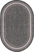 Unique Loom Outdoor Border Collection Area Rug - Soft Border (5' 3" x 8' Oval, Black/ Ivory) by GreenHaven Gardens