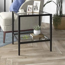 Henn&Hart 20" Wide Square Side Table with Glass Shelf in Blackened Bronze, Table for Living Room, Bedroom by CozyNest Decor