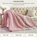 Carriediosa Chunky Knit Throw Blanket 50" X 60", 100% Hand Made Large Chenille Loop Yarn Soft Fluffy Throws for Couch Sofa Bed, Big Crochet Cozy Heavy Thick Cable Woven Blankets, Dusty Pink by CozyNest Decor