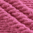 Carriediosa Chunky Knit Throw Blanket 50" X 60", 100% Hand Made Large Chenille Loop Yarn Soft Fluffy Throws for Couch Sofa Bed, Big Crochet Cozy Heavy Thick Cable Woven Blankets, Hot Pink by CozyNest Decor