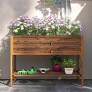 Outsunny Raised Garden Bed with Galvanized Steel Frame, Storage Shelf and Bed Liner, Elevated Planter Box with Legs for Vegetables, Flowers, Herbs, Dark Brown by GreenHaven Gardens