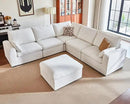Oversized Modular Sofa Comfy Cloud Couch with Storage, Extra Deep Plush Sectional Sofa Set for Living Room, Covers Washable, Chenille, Olar (White, 6-seatser with Corner & Ottoman, v-Shaped) by CozyNest Decor