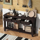 Farmhouse Modern Console Table 55.4-Inch Entryway Sofa Table with Drawers & Storage Shelf for Living Room Hallway Entrance, Dark Coffee by CozyNest Decor