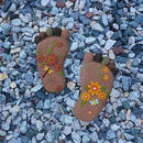 Stepping Stones - Light Brown Resin Footprint Shaped Set of 2 for Patio, Deck, Garden or Sidewalk by CozyNest Decor