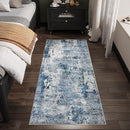 Runner Rug 2'6''x8' Hallway Washable Boho Soft Area Rug Abstract Pattern Non-Slip Faux Wool Vintage for Kitchen, Entryway, Laundry, Bedroom, Blue by TinyTreasures Baby Boutique