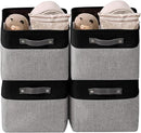 DECOMOMO Storage Baskets for Shelves - Fabric Closet Organizers and Storage Bins, Perfect Baskets for Organizing Closet Toys Nursery (Grey and Black, Large - 4 Pack) by CozyNest Decor
