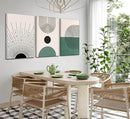 3 Pcs Sage Green Boho Canvas Wall Art Modern Abstract Minimalist Neutral Bohemian Sun Geometric Line Painting Picture Wall Decor Poster Print Artwork for Living Room Bedroom Home Decoration by CozyNest Decor