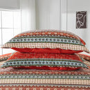 NEWLAKE Cotton Bedspread Quilt Sets - Reversible Patchwork Coverlet Set, Red Striped Jacquard Pattern, California King Size by CozyNest Decor