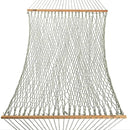 Hatteras Hammocks Deluxe Green Oatmeal Heirloom Tweed DuraCord Rope Hammock – 13 ft. x 60 in., 2-Person, 450 lb Capacity, Cumaru Spreader Bar, Zinc-Plated Hardware – Handcrafted in The USA by GreenHaven Gardens