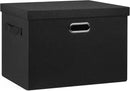 Large 17" 36 Quart Collapsible Stackable Storage Bins with Lids, 1 Pack Black Foldable Fabric Closet Storage Boxes with Lids, 4 Handles Heavy-duty Linen Cube Baskets for Bedroom by CozyNest Decor