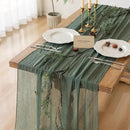 3Pcs Forest Green Gauze Rustic Cheesecloth Table Runner 120 Inch 10 FT for Wedding Baby Shower Bridal Shower Birthday Engagement Garden Outdoor Party Long Sheer Boho Decorations by CozyNest Decor