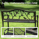 PHI VILLA Outdoor Garden Park Bench Patio 50" Metal Bench, Steel Frame Bench with Backrest and Armrests for Porch, Lawn, Balcony, Backyard and Indoor, Bronze by GreenHaven Gardens