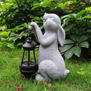 Rabbit Solar Garden Outdoor Statues,Resin Rabbit Figurine Decorations with Solar Lights Lantern, Outdoor Rabbit Art Decor for Lawn,Yard, Unique Housewarming Gift for Garden Home by GreenHaven Gardens