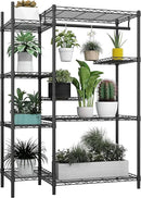 Xiofio Plant Stands for for Indoor Outdoor, Heavy Duty Metal Plant Stand,large Plant Shelf,Adjustable Plant Shelves With Hanging Rod for Living Room,Balcony,Garden,Black by GreenHaven Gardens