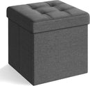 SONGMICS Folding Storage Ottoman Bench，38 x 38 x 38 cm， Ottoman Foot Rest, End of Bed Bench, Storage Chest, Load 300 kg, for Living Room, Bedroom, Entryway, Dorm, Dark Gray ULSF27Z by CozyNest Decor