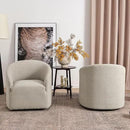 KINWELL 32" Wide Modern Boucle Swivel Barrel Chairs Set of 2, No Assembly Round Upholstered Swivel Accent Armchairs for Living Room, Bedroom (Oatmeal) by CozyNest Decor