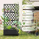 Metal Planter Trellis Box with Wheels & Drain Plug Outdoor Raised Garden Bed Patio Privacy Screen with Planter for Climbing Plants, Vegetables 73"x35"x16" Black-Diamond by GreenHaven Gardens
