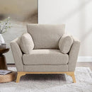 Large-Sized Accent Chair, Thick Cushion Bedroom Reading Chair, Comfortable Living Room Single Sofa， Boucle Camel by CozyNest Decor