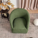 KINWELL 32" Wide Modern Boucle Swivel Barrel Chair, No Assembly Round Upholstered Swivel Accent Armchair for Living Room, Bedroom, Office (Green) by CozyNest Decor