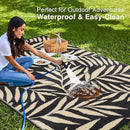 OLANLY Waterproof Outdoor Rug 9x12 ft, Reversible Outdoor Plastic Straw Rug with Leaf Pattern, RV Mat, Indoor Outdoor Carpet for Patio, Camping, Balcony, Deck, Backyard, Black & Beige by CozyNest Decor