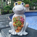 Large Frog Solar Garden Outdoor Statues with Succulent and 8 LED Lights,Outside Solar Frog Art Decor for Lawn,Yard, Balcony Ornament by CozyNest Decor