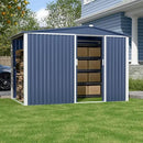 Metal Outdoor Storage Shed 10FT x 6FT with Firewood Storage, Steel Utility Tool Shed Storage House with Sliding Door, Metal Sheds Outdoor Storage for Backyard Garden Patio Lawn, Blue by GreenHaven Gardens