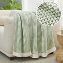 Amélie Home Chenille Waffle Throw Blanket for Couch, Reversible Pineapple Stitch Knit Soft Cozy Knit Blanket Lightweight Warm Decorative Throw for Sofa, Bed, Living Room, 50"x60", Sage Green&Ivory by CozyNest Decor