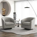 Swivel Barrel Accent Chair, Modern Round Linen Arm Chair for Living Room, Bedroom, Comfy Club Reading Chairs for Adults（Linen Fabric, Khaki, Set of 1 by CozyNest Decor