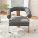 VKNOW Accent Chair Living Room Chair, Modern Upholstered Armchair with Solid Wood Legs, Comfy Barrel Arm Chairs for Living Room Bedroom, Dark Grey by CozyNest Decor